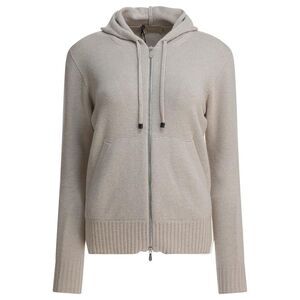 DRUMOHR Women's Zip-Up Hooded Sweater Women Beige Sweaters & Knitwear
